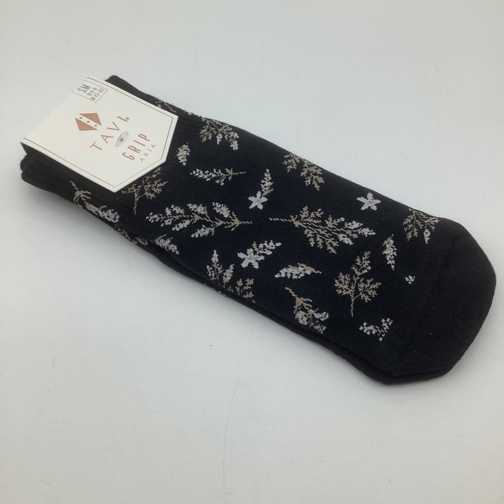 Tavi Aria Grip Socks Ebony Floral Organic Cotton Non Slip Yoga Size Small‎ New